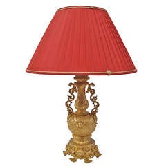 19th C. Renaissance Style Lamp In Gilded Bronze