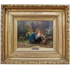 Motherhood, oil on panel, signed COMPTE CALIX