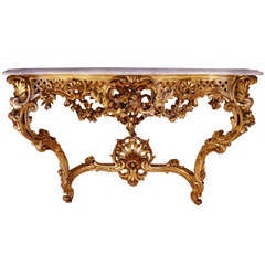 1870 Louis XV Style Console Stamped "gueret Freres" Famous For Wood Carving