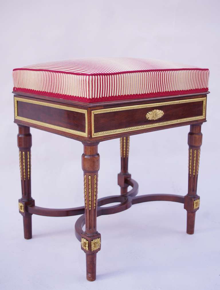Louis XVI mahogany stool circa 1900 1