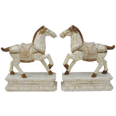 Pair of Stunning Asian Horses in Sculpted Bone