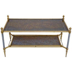 Jansen Gilded And Silvered Brass Coffee Table From The 60's