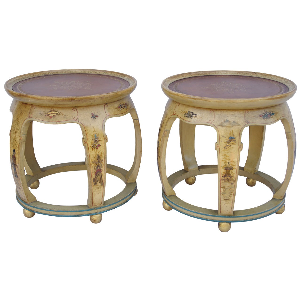 Pair of Round Chinese Side Tables