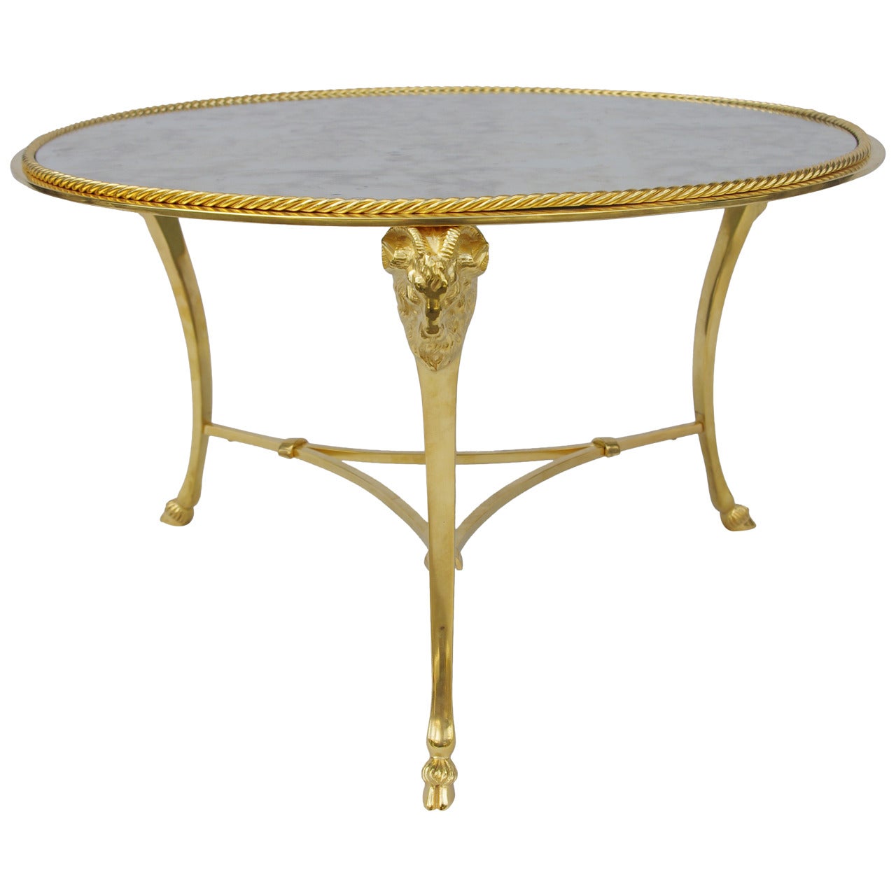 Neoclassical Round Coffee Table in Gilt Bronze, circa 1970