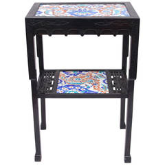 Little Asian Style Side Table with Iznik Style Faience-Top, circa 1880