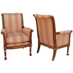 Pair of Large Empire Style Bergeres