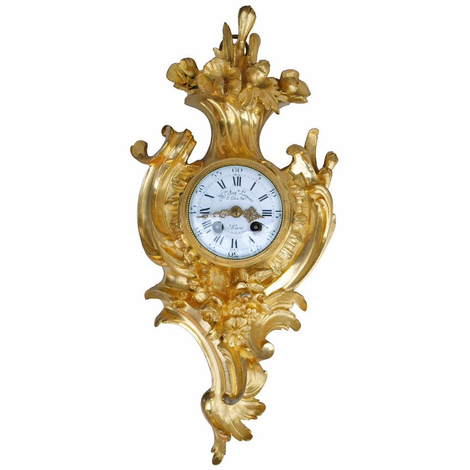 Small and Rare Louis XV Style Cartel Pendulum in Gilded Bronze
