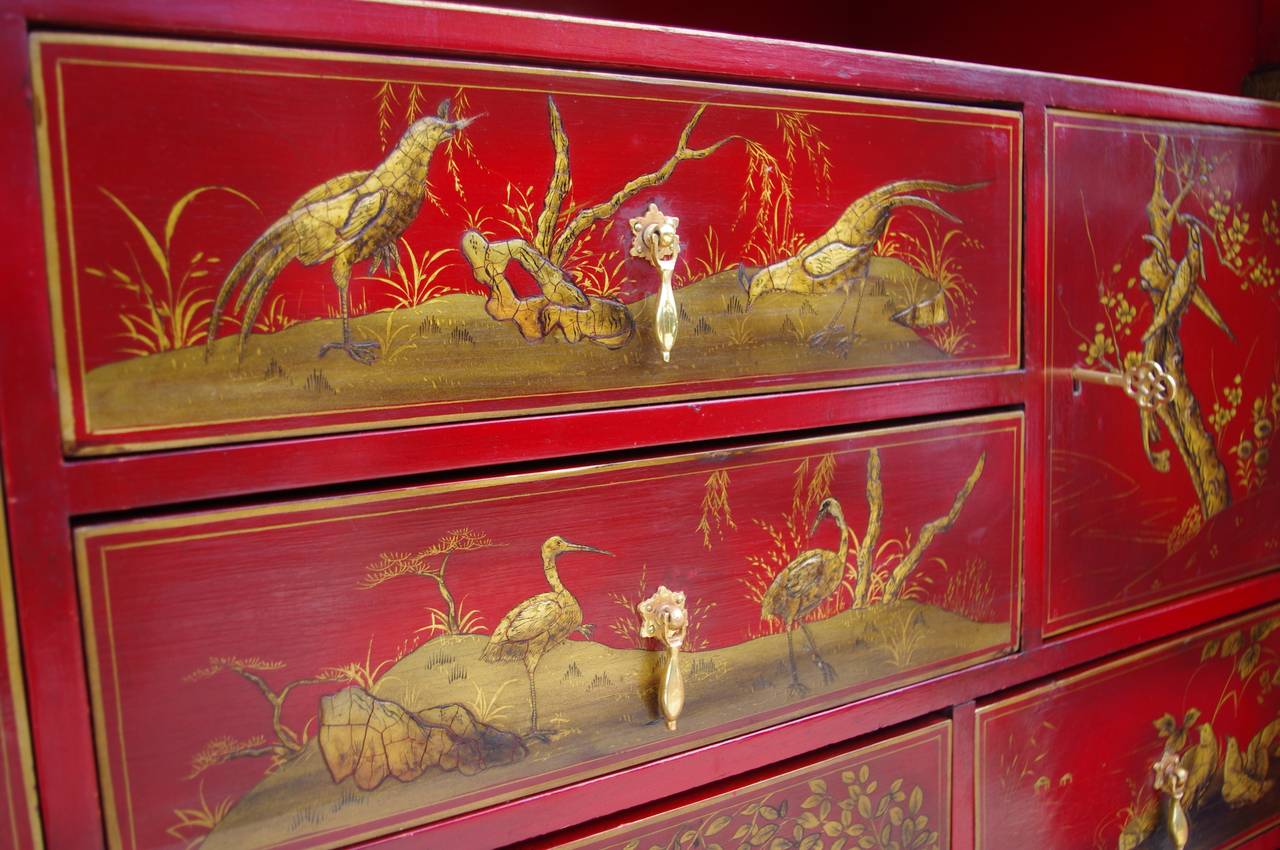 1900 Chinese Cabinet with Red Lacquer Inside 3