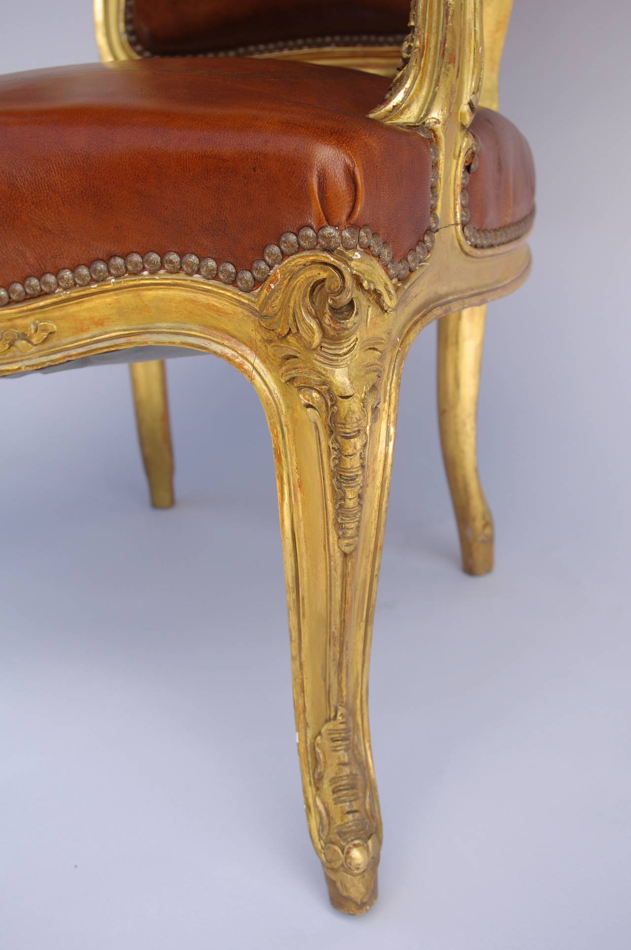 French Louis XV Cabriolet Style Armchair from the 19th Century