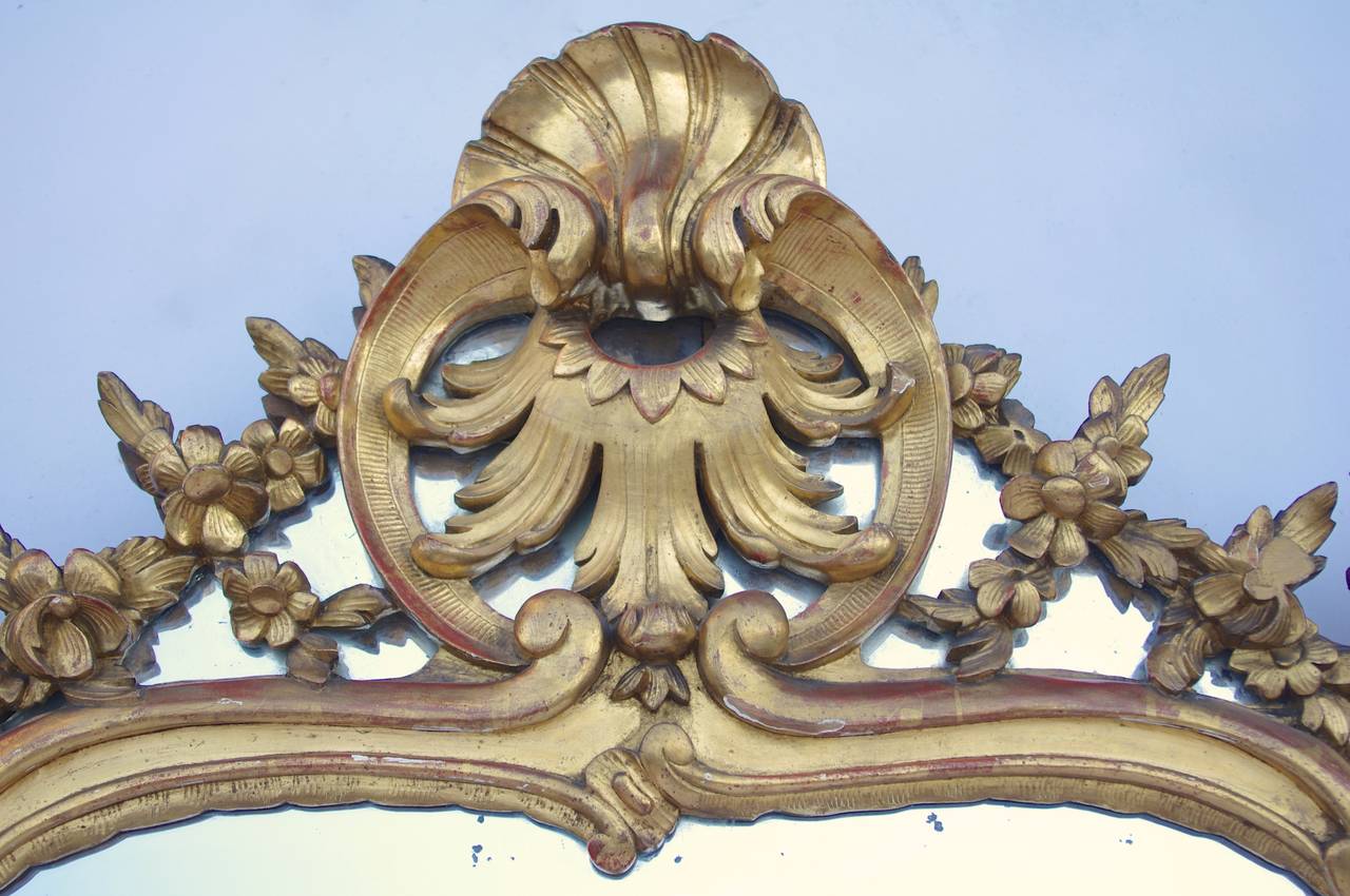 19th Century Giltwood Louis XV Style Mirror, 2nd half of the 19th century  For Sale