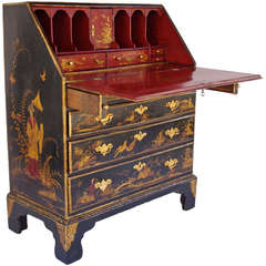 Antique 18th Century Chinese Black Lacquered English Chest of Drawers