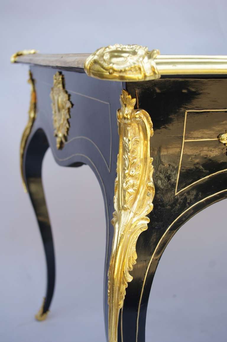 French 19th Century Louis XV Style Black Lacquer Desk