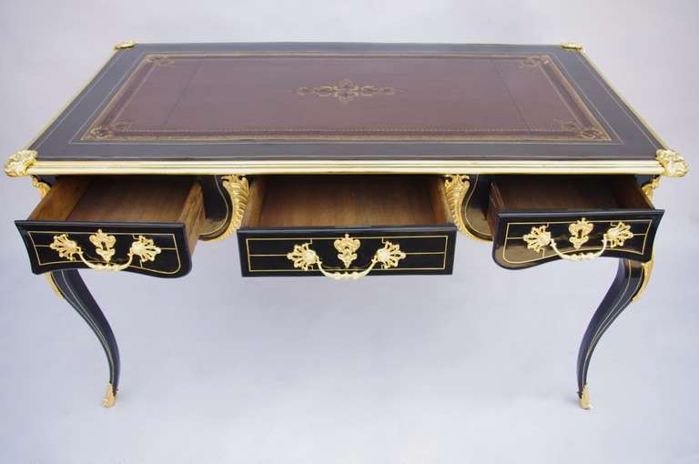 19th Century Louis XV Style Black Lacquer Desk 2