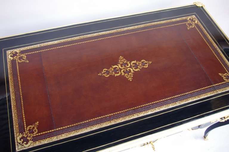 19th Century Louis XV Style Black Lacquer Desk 3