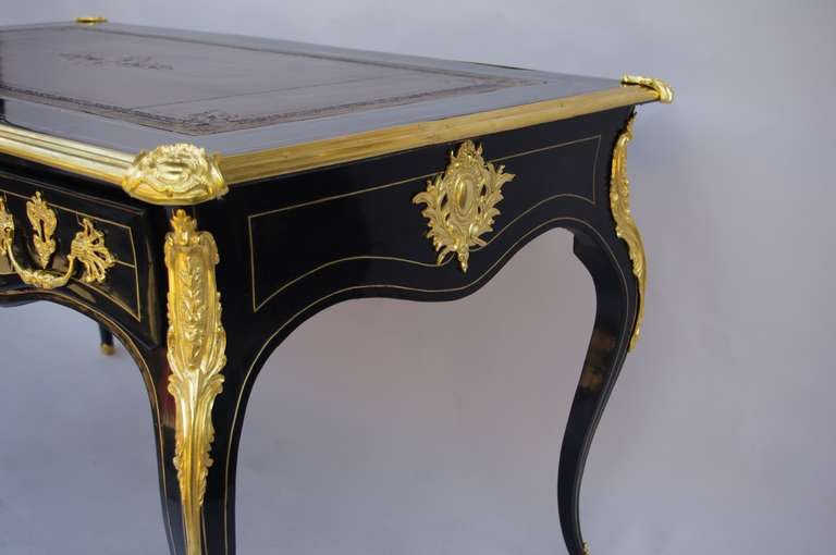 19th Century Louis XV Style Black Lacquer Desk 5