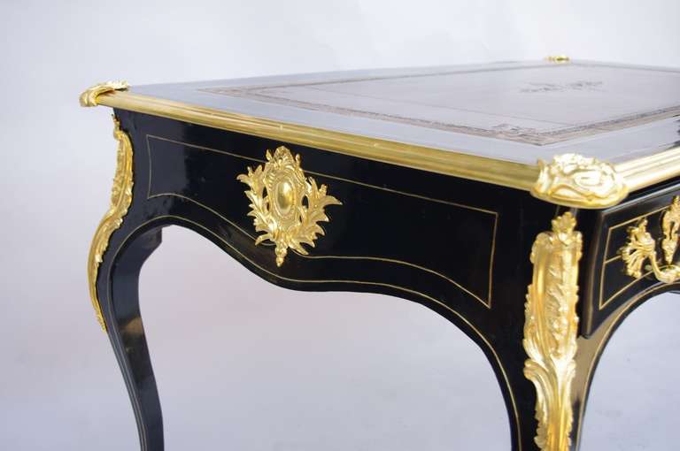 19th Century Louis XV Style Black Lacquer Desk 6