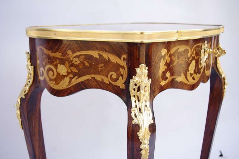 Ormolu Small Louis XV Style Vanity Table in Marquetry and Gilt Bronze