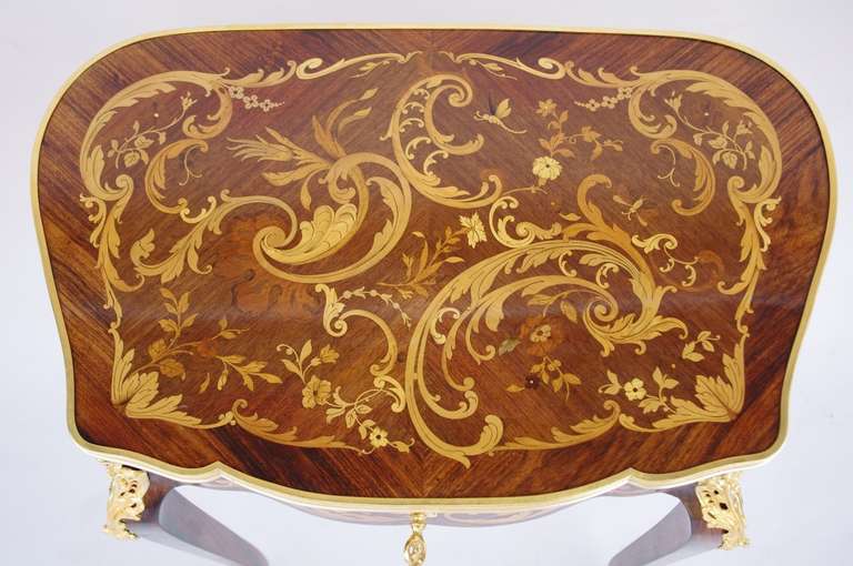 Small Louis XV Style Vanity Table in Marquetry and Gilt Bronze 2