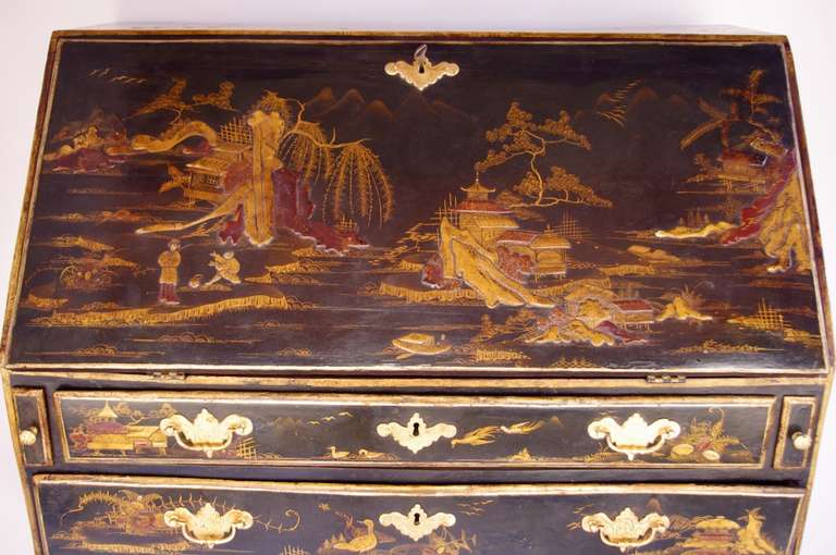 18th Century and Earlier 18th Century Chinese Black Lacquered English Chest of Drawers