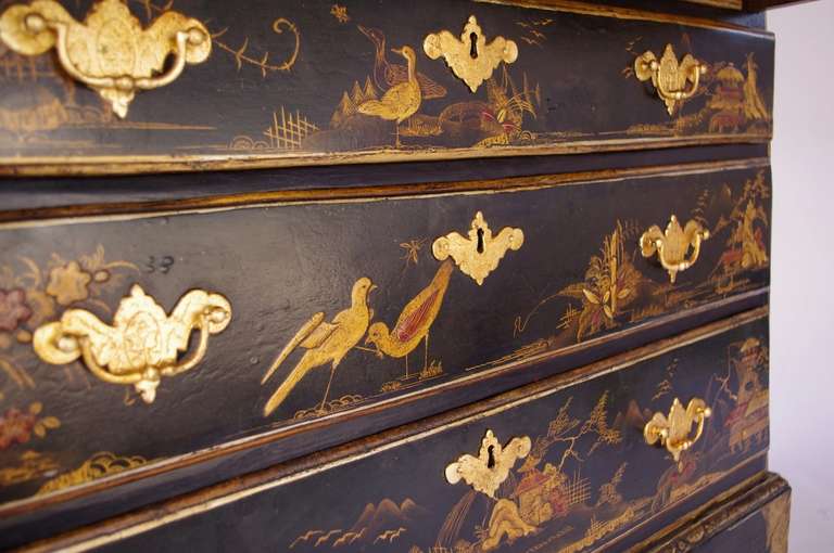 18th Century Chinese Black Lacquered English Chest of Drawers 4