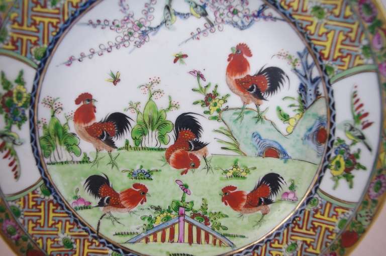 Set of Eight Canton Porcelain Plates, circa 1880 In Excellent Condition In Saint-Ouen, FR