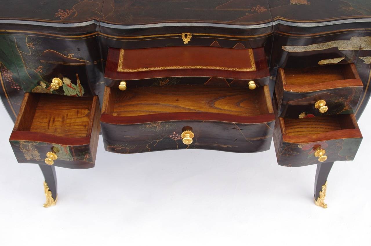 20th Century Louis XV Style Chinese Black Lacquer Dressing Table, circa 1900