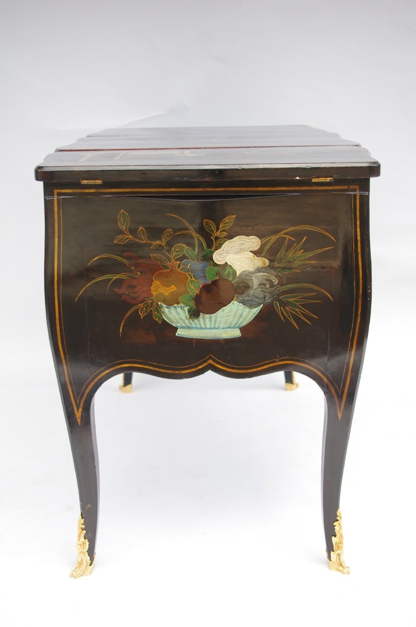 Louis XV Style Chinese Black Lacquer Dressing Table, circa 1900 2