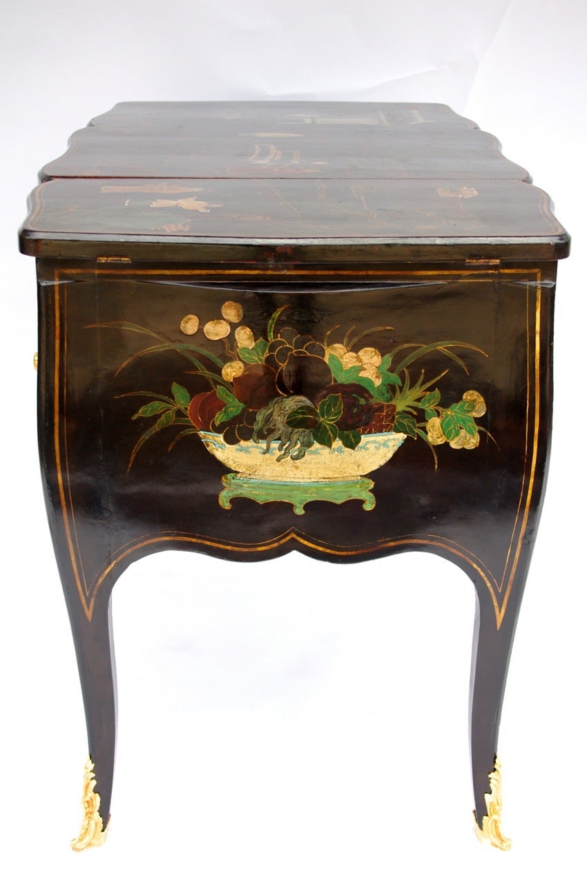 Louis XV Style Chinese Black Lacquer Dressing Table, circa 1900 3