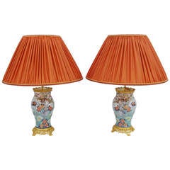 Pair Of Kakiemon Porcelain Lamps