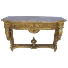 Louis XVI Style Giltwood French Console, 19th Century