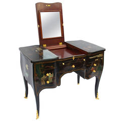 Antique Louis XV Style Chinese Black Lacquer Dressing Table, circa 1900