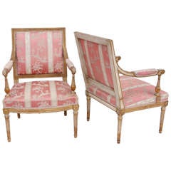 Elegant pair of Louis XVI Style armchairs form the 19th century