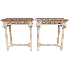 19th C. Louis Xvi Style Consoles Stamped Leon Roger 19th C. Louis Xvi Style Consoles Stamped Leon Roger