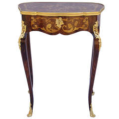 Small Louis XV Style Vanity Table in Marquetry and Gilt Bronze