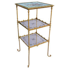 Elegant and Unusual Small Side Table in Gilt Brass