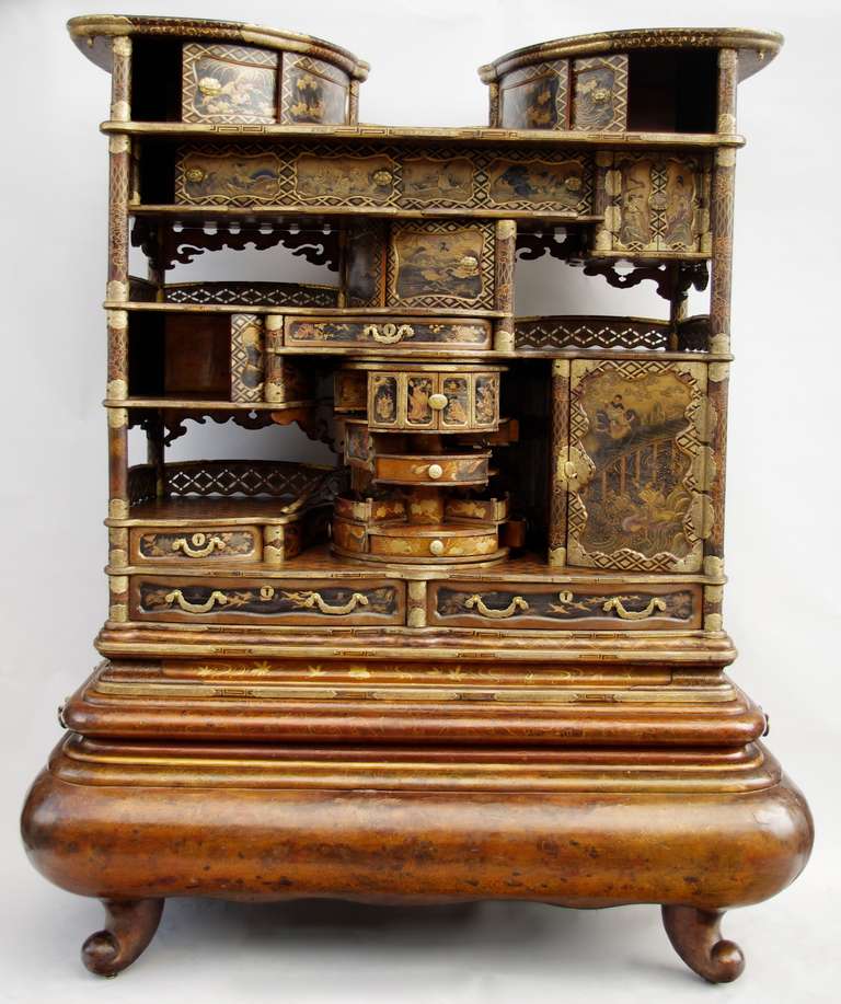 Very Unusual Japanese Cabinet - Shodana - From Meiji Period