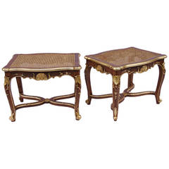 Pair of Regency Style Caned Stools, circa 1900