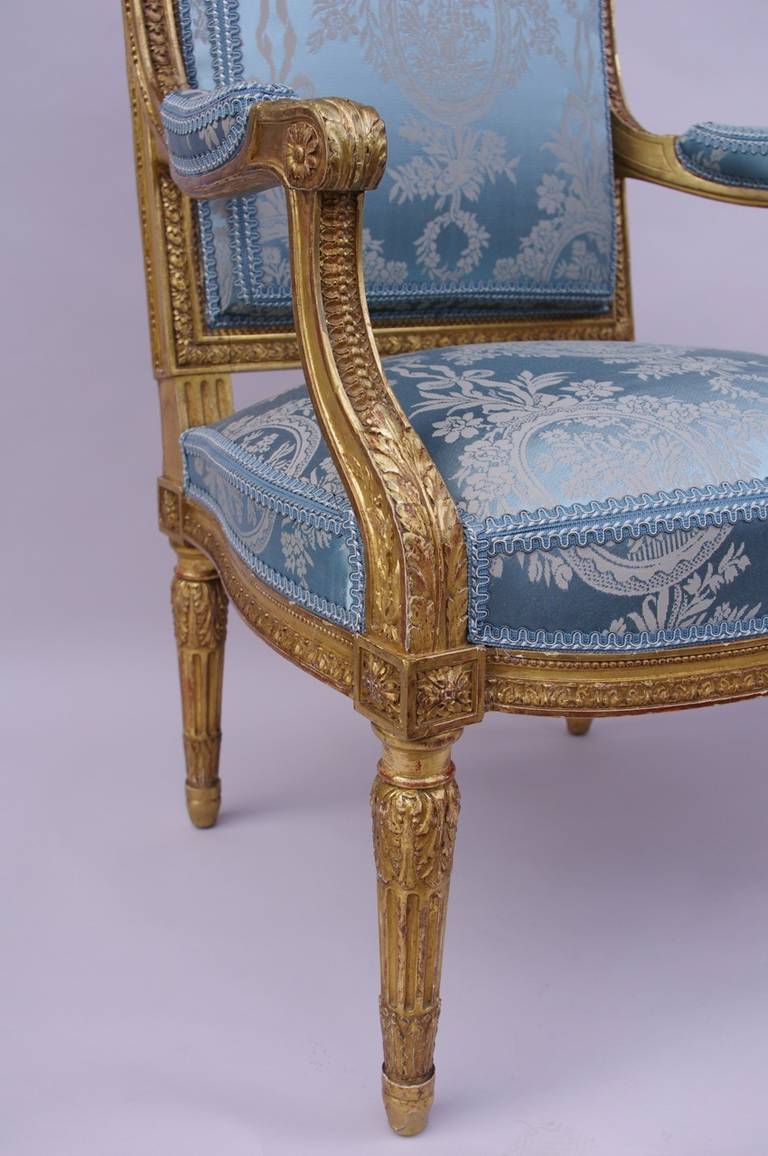 Pair of Louis XVI Style Giltwood Armchairs, circa 1880 In Good Condition In Saint-Ouen, FR