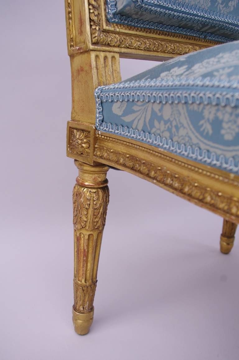 19th Century Pair of Louis XVI Style Giltwood Armchairs, circa 1880