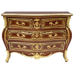 Commode Louis XV en noyer par Bellanger, datant d'environ 1870