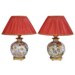 Pair of Large Satsuma style lamps