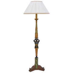 Circa 1900 Empire style floor lamp in sculpted and painted wood