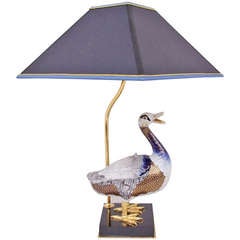 Vintage Duck Porcelain Lamp From Mangany House In Italy