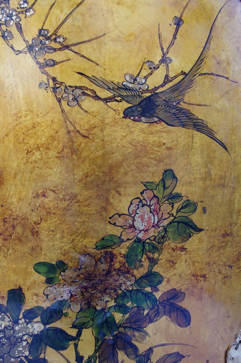 Late 20th Century Louis XV Style Corner Cupboard with Chinese Style Lacquered Decor from 1970