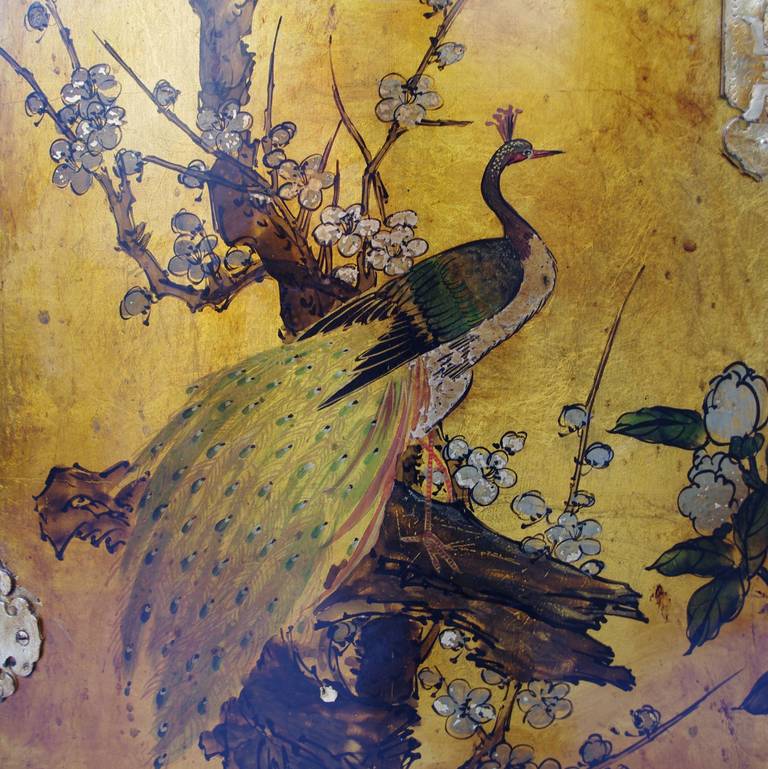 Louis XV Style Corner Cupboard with Chinese Style Lacquered Decor from 1970 1