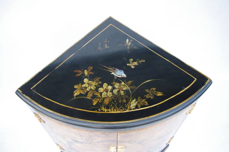 Louis XV Style Corner Cupboard with Chinese Style Lacquered Decor from 1970 2