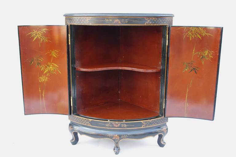 Louis XV Style Corner Cupboard with Chinese Style Lacquered Decor from 1970 5