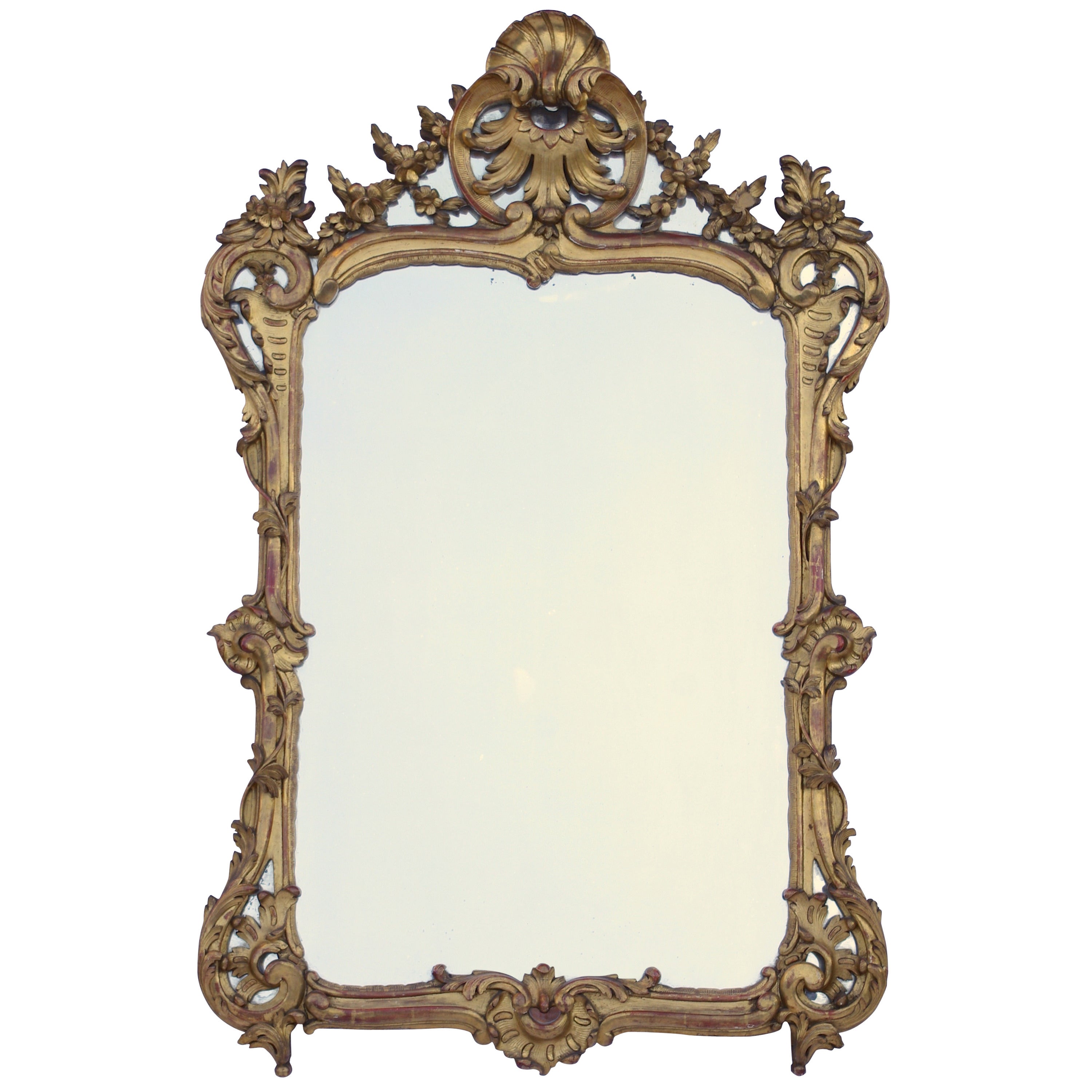 Giltwood Louis XV Style Mirror, 2nd half of the 19th century  For Sale