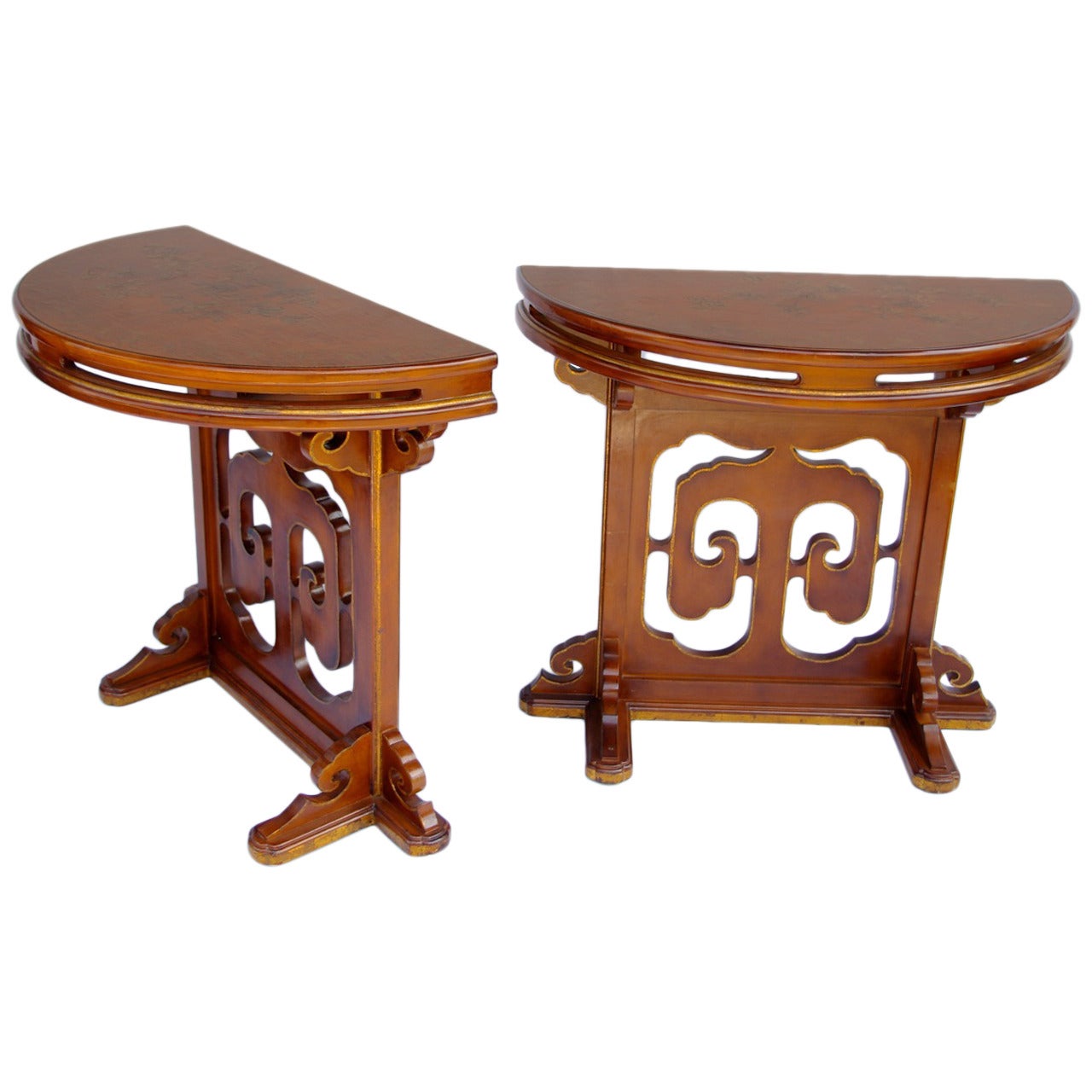 Pair of openwork Lacquer Consoles from 1900