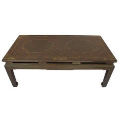 Unusual Olive Green Chinese Lacquered Coffee Table, 1950 11